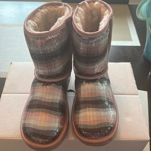 Girls Size 3 Pink & Silver Previously Loved UGG Boots